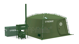 Армейский мобильный банный комплекс «РОСНАР РС-281» с водогрейной системой (печь Медиана-7 СВО + бак на 50 литров)